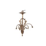 A LACQUERED BRASS THREE LIGHT CHANDELIER