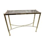 A RECTANGULAR BRASS CONSOLE TABLE, CONTEMPORARY