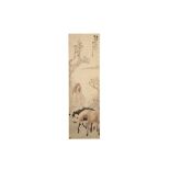 FOUR CHINESE HANGING SCROLL PAINTINGS.