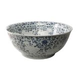 A VERY LARGE CHINESE PORCELAIN BLUE AND WHITE BOWL, CONTEMPORARY