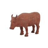 A CHINESE POTTERY MODEL OF A BULL, HAN