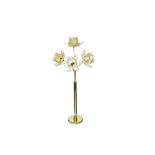 AN ITALIAN HOLLYWOOD REGENCY BEIGE YELLOW GLASS LOTUS BOUQUET FLOOR LAMP, CIRCA 1970'S