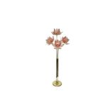 A PAIR OF ITALIAN HOLLYWOOD REGENCY PINK GLASS LOTUS BOUQUET FLOOR LAMPS, CIRCA 1970'S