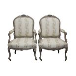 A PAIR OF FRENCH LOUIS XV STYLE FAUTEUIL ARMCHAIRS, EARLY 20TH CENTURY