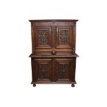 A FRENCH 16TH CENTURY STYLE CARVED WALNUT BUFFET DEUX CORPS