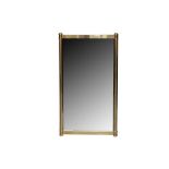 A RECTANGULAR POLISHED BRASS FRAMED WALL MIRROR, CONTEMPORARY