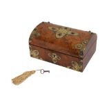 A VICTORIAN BRASS BOUND AND WALNUT DOMED CASKET, 19TH CENTURY