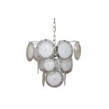MANNER OF VISTOSI, ITALY- AN ITALIAN MURANO CLEAR AND WHITE GLASS CHANDELIER