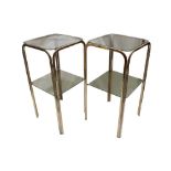 A PAIR OF POLISHED BRASS TWO TIER OCCASIONAL TABLES, CONTEMPORARY