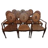 AMENDED DESCRIPTION: A SET OF TEN HEPPLEWHITE STYLE MAHOGANY DINING CHAIRS