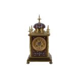 A LATE 19TH / EARLY 20TH CENTURY GILT BRASS AND CLOISONNE ENAMEL MANTEL CLOCK signed Mappin & Webb