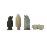 FOUR CHINESE SMALL JADE CARVINGS.
