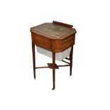 A SHERATON REVIVAL MAHOGANY AND SATINWOOD INLAID SEWING OR WORK TABLE, 19TH CENTURY