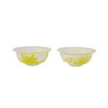 A PAIR OF CHINESE YELLOW OVERLAY BEIJING GLASS BOWLS