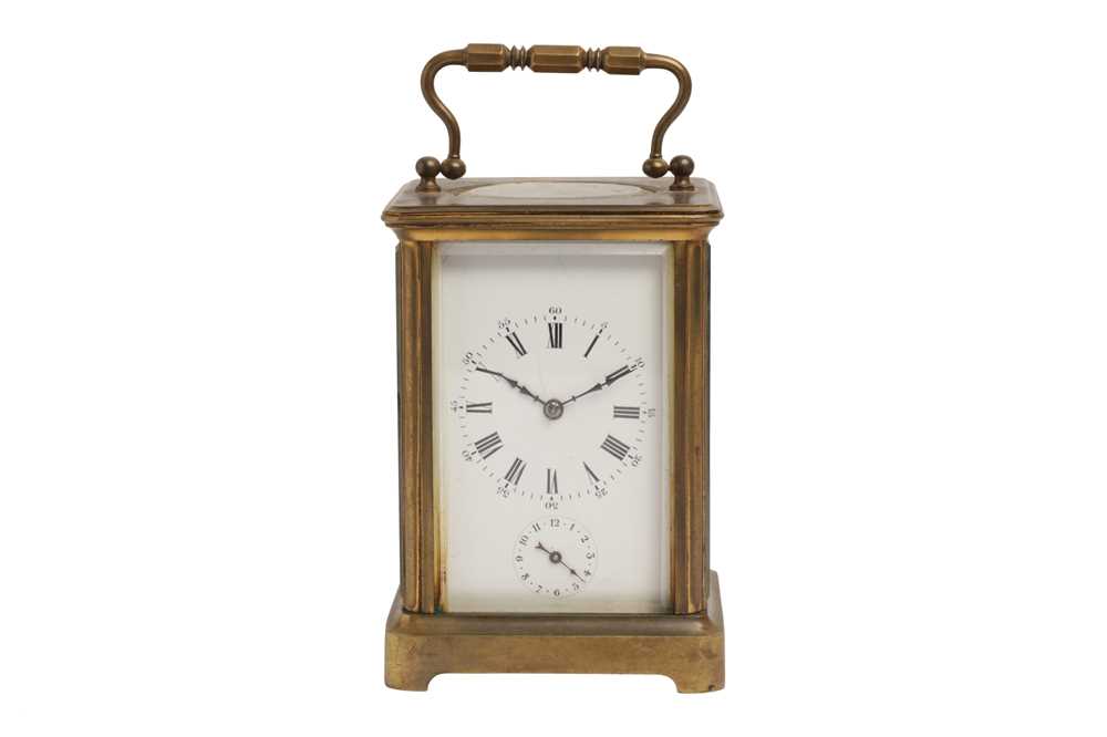 A FRENCH GILT BRASS CARRIAGE CLOCK, LATE 19TH CENTURY