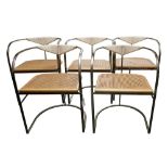 A SET OF FIVE CHROMIUM PLATED ITALIAN DINING CHAIRS