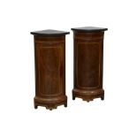 A PAIR OF SMALL FRENCH BOW FRONT CORNER CUPBOARDS OR ENCOIGNURES, LATE 20TH CENTURY