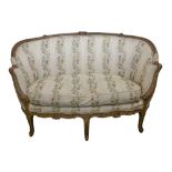 A FRENCH LOUIS XV STYLE TWO SEATER SOFA OR CANAPE, 19TH CENTURY