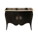 A LOUIS XV STYLE EBONISED OAK COMMODE SHAPED CUPBOARD, 20TH CENTURY,