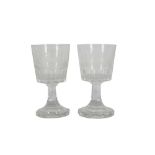 A PAIR OF LARGE CLEAR GLASS GOBLETS, IN THE BOHEMIAN TASTE, LATE 19TH/EARLY 20TH CENTURY