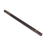 A INDIAN INLAID EBONY STICK/BATON, LATE 19TH/EARLY 20TH CENTURY