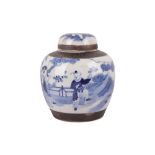A CHINESE BLUE AND WHITE PORCELAIN GINGER JAR AND COVER, LATE 19TH/EARLY 20TH CENTURY