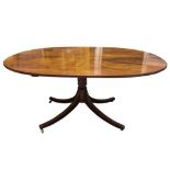 A FIGURED MAHOGANY OVAL TILT TOP BREAKFAST TABLE, 19TH CENTURY