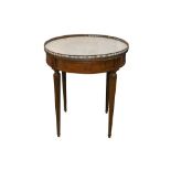 A LOUIS XVI STYLE FRUITWOOD BOUILOTTE TABLE, 20TH CENTURY