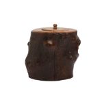 A NATURALISTIC FRUITWOOD TOBACCO OR BISCUIT JAR, LATE 19TH/20TH CENTURY