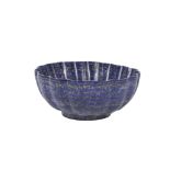 A SOLID CARVED LAPIS LAZULI BOWL