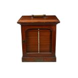 A VICTORIAN MAHOGANY MICROSCOPE SLIDE CABINET INSCRIBED 'LIVERPOOL MICROSCOPICAL SOCIETY