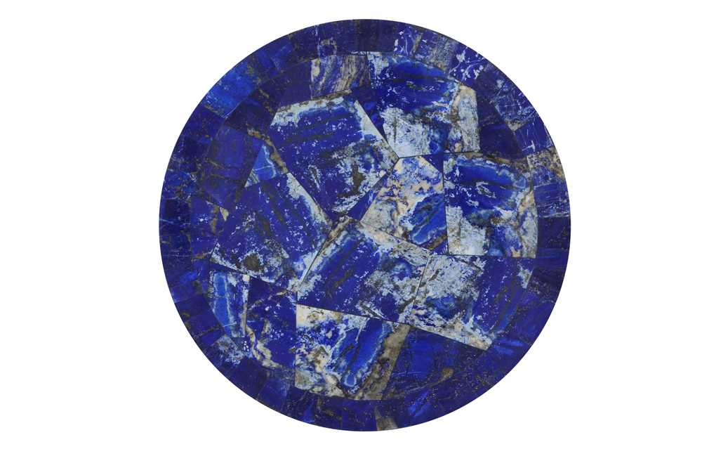 A LAPIS LAZULI VENEERED CIRCULAR DISH