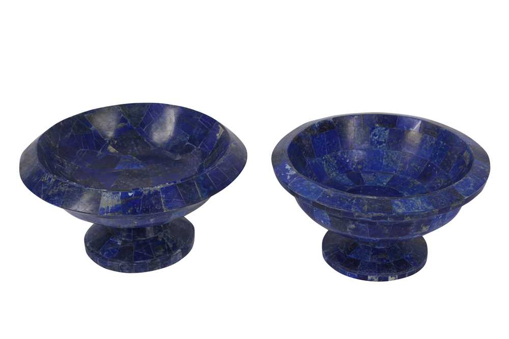 A PAIR OF NEO-CLASSICAL STYLE LAPIS LAZULI VENEERED TAZZAS - Image 2 of 2