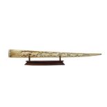 TAXIDERMY/ NATURAL HISTORY: CARVED SWORDFISH (XIPHIAS GLADIUS) BILL ON WOODEN DISPLAY STAND