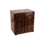 A FINE VICTORIAN BURR WALNUT AND BRASS MOUNTED SMOKER'S CABINET