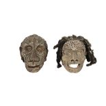 TRIBAL INTEREST: TWO SEPIK RIVER (PAPUA NEW GUINEA) HUMAN SKULLS