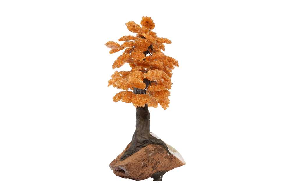 AN AGATE GEODE AND CITRINE MODEL OF A TREE IN BLOSSOM - Image 4 of 4