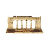 AN ITALIAN WW1 PERIOD CARVED BONE AND WOOD PRISONER OF WAR MODEL OF A RAILWAY BRIDGE DATED 1918