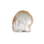 HAND-CARVED BLACK LIP OYSTER( PINCTADA MARGARITIFERA) MOTHER OF PEARL SHELL WITH SKULL