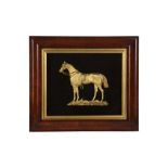 A 19TH CENTURY GILT METAL RELIEF DEPICTING A HORSE, POSSIBLY COPENHAGEN