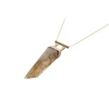 A MODERN GOLDEN RUTILATED QUARTZ PENDANT