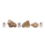 THREE NEANDERTHAL STONE TOOLS IN VICTORIAN MUSEUM BOXES