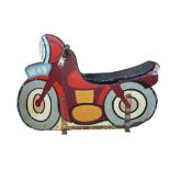 A 1950'S / 60'S PAINTED WOOD FAIRGROUND RIDE MOTORBIKE