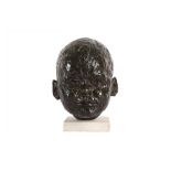 A BRONZE HEAD OF A BABY IN THE MANNER OF SIR JACOB EPSTEIN (BRITISH, 1880-1959)