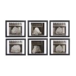A SET OF SIX VINTAGE PRINTS OF MOON ROCKS COLLECTED BY THE ASTRONAUTS OF APOLLO 12 CIRCA 1969