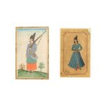 TWO QAJAR STANDING PORTRAITS Qajar Iran, 19th century