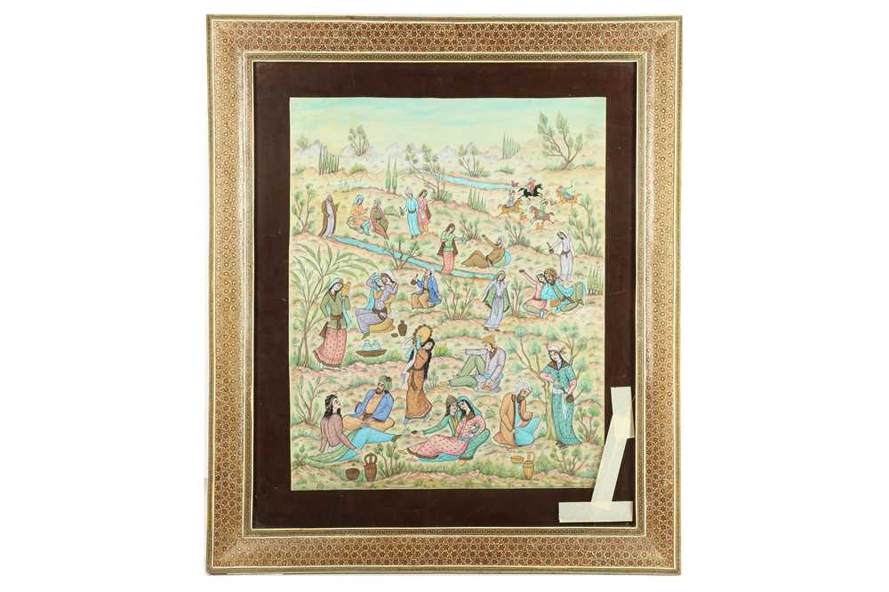 A MODERN GOL-O-BOLBOL COMPOSITION AND A ENTERTAINMENT GARDEN SCENE Iran, late 20th century - Image 10 of 11