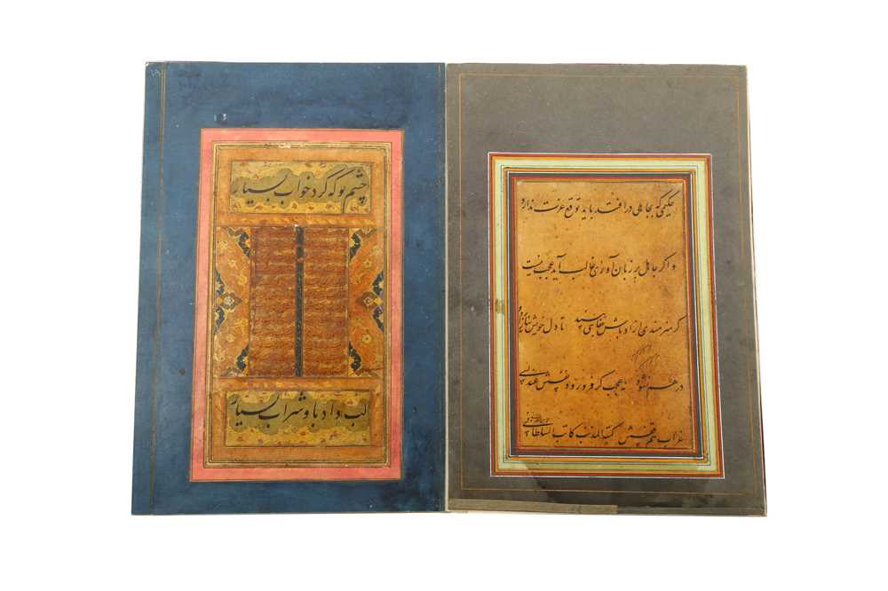 A CONCERTINA MURAQQA' ALBUM OF CALLIGRAPHY AND MINIATURES Iran and India, 19th century - Image 3 of 8