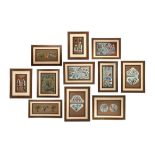 ELEVEN FRAGMENTS AND ARCHITECTURAL PANELS OF REVERSE GLASS PAINTINGS Iran, 19th and 20th century