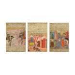 THREE ILLUSTRATED FOLIOS FROM A DISPERSED SHAHNAMEH OF FERDOWSI Iran, the text 15th - 16th century,